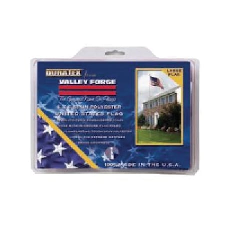 Valley Forge DuraTex USA Flag, 6 Ft W, 4 Ft H, Polyester